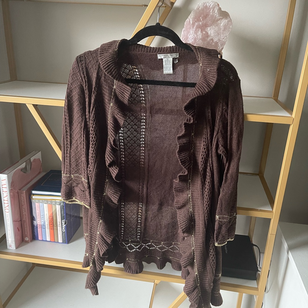Alberto Makali Brown And Gold Cardigan